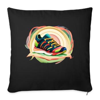 Bunte Laufschuhe - Sofakissenbezug 45 x 45 cm - Schwarz - Vorne