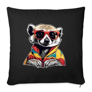 Suricate coquin avec lunettes de soleil - Housse de coussin décorative 45 x 45 cm - noir - Devant