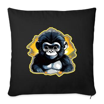 Mignon bébé gorille - Housse de coussin décorative 45 x 45 cm - noir - Devant
