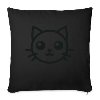 Tête de chat mignon Chat mignon - Housse de coussin décorative 45 x 45 cm - noir - Devant