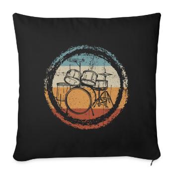 Timbre rétro tambour cercle - Housse de coussin décorative 45 x 45 cm - noir - Devant