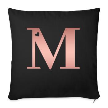 letter M rose gold - Sofa pillowcase 17,3'' x 17,3'' (45 x 45 cm) - black - Front