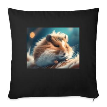 Cute animals doing hibernation – hamster - Sofa pillowcase 17,3'' x 17,3'' (45 x 45 cm) - black - Front