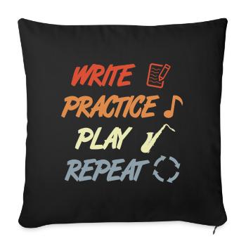 Write Practice Play Repeat - Sofa pillowcase 17,3'' x 17,3'' (45 x 45 cm) - black - Front