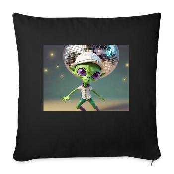 cute little green retro vintage alien everyday - Sofa pillowcase 17,3'' x 17,3'' (45 x 45 cm) - black - Front