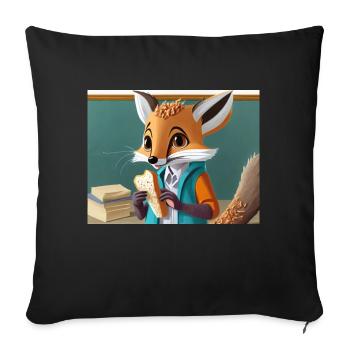 mignon petit renard démoniaque vie quotidienne – déjeuner - Housse de coussin décorative 45 x 45 cm - noir - Devant