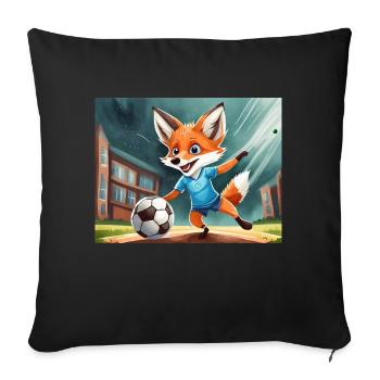 mignon petit renard démon vie quotidienne - football - Housse de coussin décorative 45 x 45 cm - noir - Devant