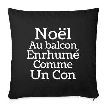 Noël au balcon, joyeux Noël, joyeuses fêtes - Housse de coussin décorative 45 x 45 cm - noir - Devant