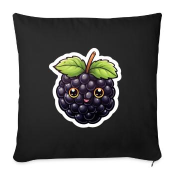 Cute Blackberry Illustration – Kawaii Style - Sofa pillowcase 17,3'' x 17,3'' (45 x 45 cm) - black - Front