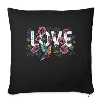 Hummingbird Love With Beautiful Colourful Flowers - Sofa pillowcase 17,3'' x 17,3'' (45 x 45 cm) - black - Front