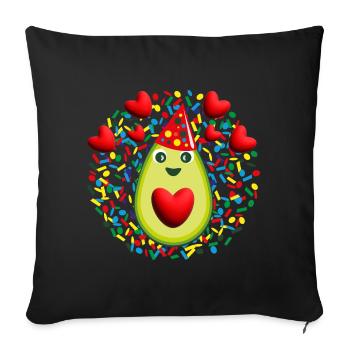 Avocado Liebe mit viel Herz. - Sofakissenbezug 45 x 45 cm - Schwarz - Vorne
