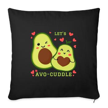 Permet à Avo-Cuddle Avocat de se blottir dans un dessin animé kawaii - Housse de coussin décorative 45 x 45 cm - noir - Devant