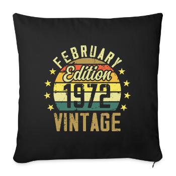 Anniversaire 52 ans - Cadeau Février 1972 - 52e - Housse de coussin décorative 45 x 45 cm - noir - Devant