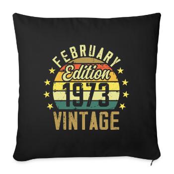 Anniversaire 51 ans - Cadeau Février 1973 - 51e - Housse de coussin décorative 45 x 45 cm - noir - Devant