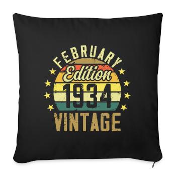 90th Birthday - Gift February 1934 - 90th - Sofa pillowcase 17,3'' x 17,3'' (45 x 45 cm) - black - Front
