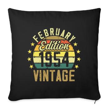 70th Anniversary - February 1954 - 70th Anniversary Gift - Sofa pillowcase 17,3'' x 17,3'' (45 x 45 cm) - black - Front