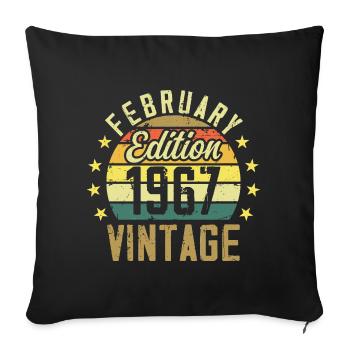 Anniversaire 57 ans - Cadeau Février 1967 - 57e - Housse de coussin décorative 45 x 45 cm - noir - Devant