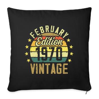 Anniversaire 54 ans - Cadeau Février 1970 - 54e - Housse de coussin décorative 45 x 45 cm - noir - Devant