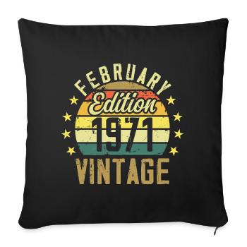 Anniversaire 53 ans - Cadeau Février 1971 - 53e - Housse de coussin décorative 45 x 45 cm - noir - Devant
