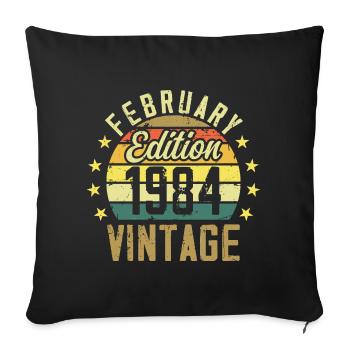 40th Anniversary - February 1984 - 40th Anniversary Gift - Sofa pillowcase 17,3'' x 17,3'' (45 x 45 cm) - black - Front