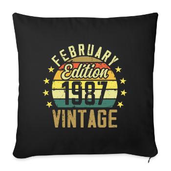 37th Anniversary - February 1987 Gift - 37th - Sofa pillowcase 17,3'' x 17,3'' (45 x 45 cm) - black - Front