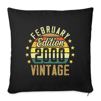 Anniversaire 24 ans - Cadeau Février 2000 - 24e - Housse de coussin décorative 45 x 45 cm - noir - Devant
