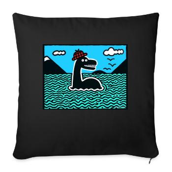 Nessie Loch Ness monster - Sofa pillowcase 17,3'' x 17,3'' (45 x 45 cm) - black - Front