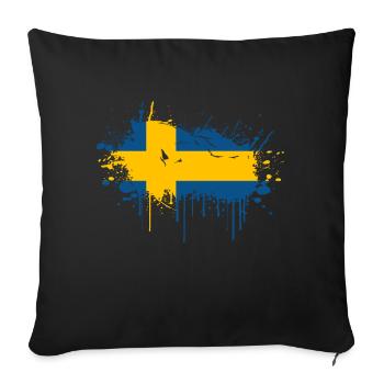 Suède Suède Scandinavie Pays nordiques Viking Europe - Housse de coussin décorative 45 x 45 cm - noir - Devant