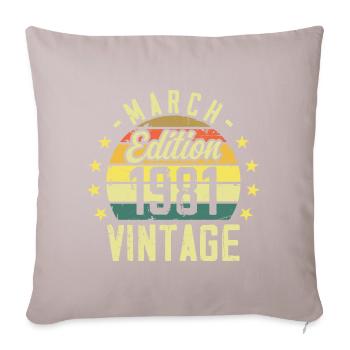 Vintage mars 1981 vintage cadeau anniversaire 1981 - Housse de coussin décorative 45 x 45 cm - taupe clair - Devant