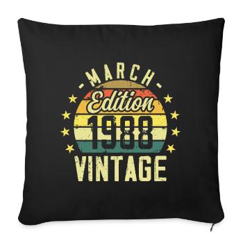 Vintage mars 1988 vintage cadeau anniversaire 1988 - Housse de coussin décorative 45 x 45 cm - noir - Devant
