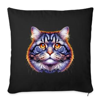 Chat - Housse de coussin décorative 45 x 45 cm - noir - Devant