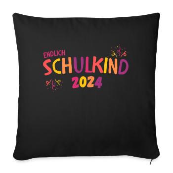 School Enrollment Girl Gift First Day of School Pink - Sofa pillowcase 17,3'' x 17,3'' (45 x 45 cm) - black - Front