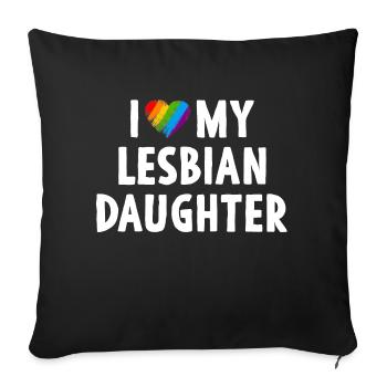 J’aime ma fille lesbienne Famille LGBT - Housse de coussin décorative 45 x 45 cm - noir - Devant