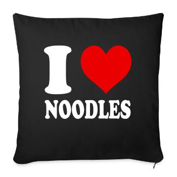 I Love Noodles Heart Funny Witty - Sofa pillowcase 17,3'' x 17,3'' (45 x 45 cm) - black - Front