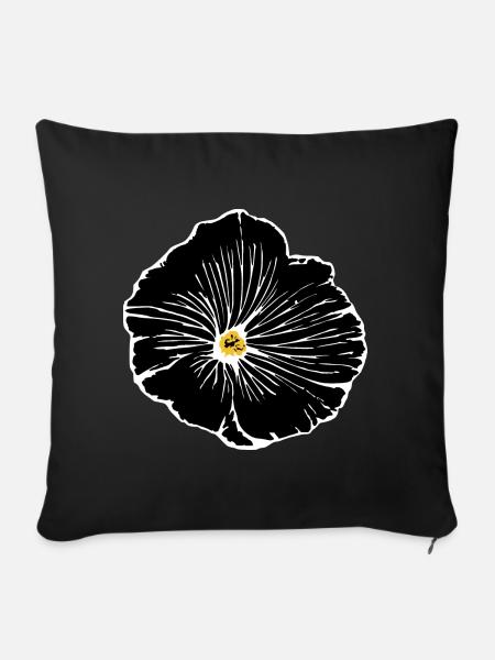Blume schwarz Blumen schwarz Blüte - Sofakissenbezug 45 x 45 cm - Schwarz