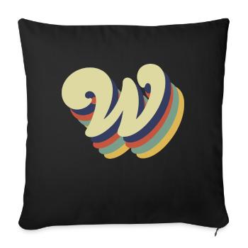 Retro Letter w - Sofa pillowcase 17,3'' x 17,3'' (45 x 45 cm) - black - Front