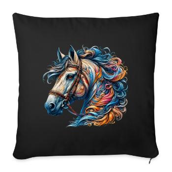Horse - Sofa pillowcase 17,3'' x 17,3'' (45 x 45 cm) - black - Front