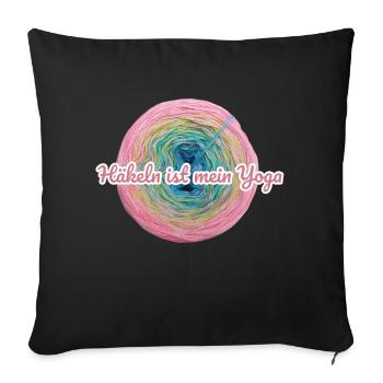 Häkeln ist mein Yoga - Sofakissenbezug 45 x 45 cm - Schwarz - Vorne