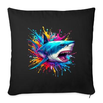Requin - Housse de coussin décorative 45 x 45 cm - noir - Devant