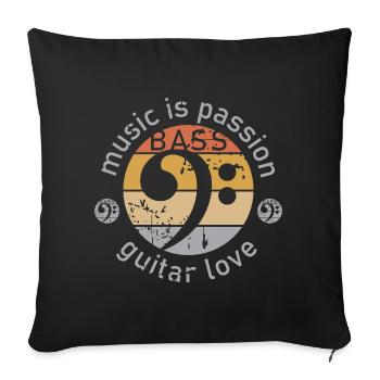 retro bass guitar bassist musician music icon - Sofa pillowcase 17,3'' x 17,3'' (45 x 45 cm) - black - Front