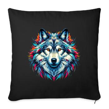 Loup - Housse de coussin décorative 45 x 45 cm - noir - Devant