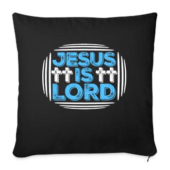 Jésus est Seigneur Croyez Croix Christ Foi Chrétien - Housse de coussin décorative 45 x 45 cm - noir - Devant