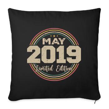 May 2019 Vintage Born In May 2019 Birthday - Sofa pillowcase 17,3'' x 17,3'' (45 x 45 cm) - black - Front