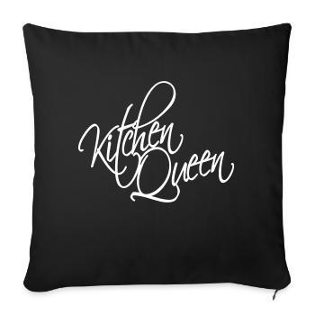 Kitchen Queen Logo Lettering Kitchen Queen Woman - Sofa pillowcase 17,3'' x 17,3'' (45 x 45 cm) - black - Front