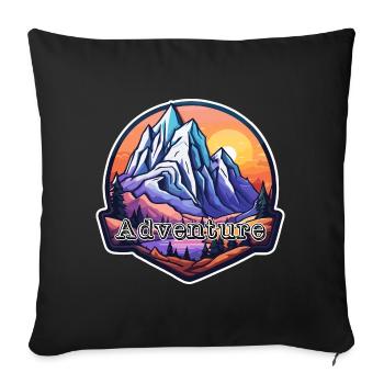 Aventure / Montagne / Pics / Randonnée / Tyrol - Housse de coussin décorative 45 x 45 cm - noir - Devant