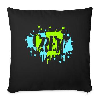 Crew Graffiti Spray Stamp Drops Splashes of Paint - Sofa pillowcase 17,3'' x 17,3'' (45 x 45 cm) - black - Front