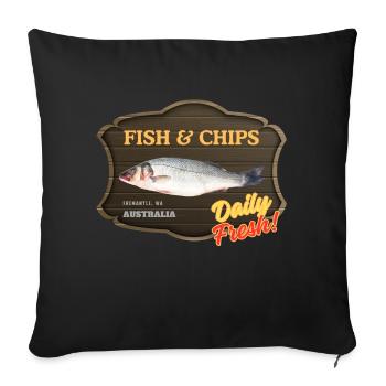 Fish and Chips, Daily Fresh - Sofakissenbezug 45 x 45 cm - Schwarz - Vorne