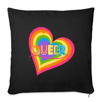 Queer Heart for Pride Month Equal Rights LGBTQ - Sofa pillowcase 17,3'' x 17,3'' (45 x 45 cm) - black - Front