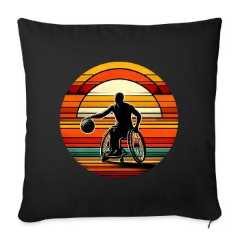 Basketball en fauteuil roulant - Housse de coussin décorative 45 x 45 cm - noir - Devant