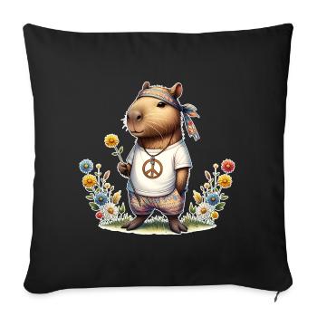 Capybara Hippie Peace - Sofa pillowcase 17,3'' x 17,3'' (45 x 45 cm) - black - Front